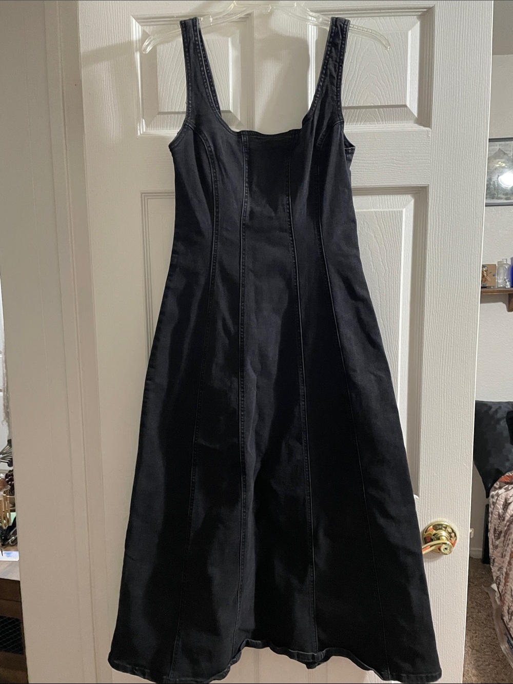 Cider Black Midi A-Line Dress with Tank Straps